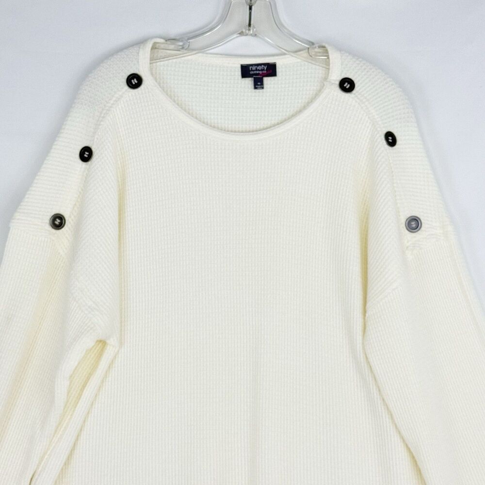 Ninety Clothing Co XL Ivory Knit Sweater Relaxed With Button Accents